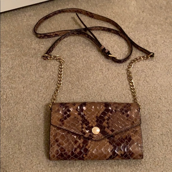 Michael Kors Snake Skin Leather Crossbody Clutch - Picture 1 of 5